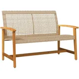 vidaXL Gartenbank Beige 112 cm Poly Rattan und Akazienholz