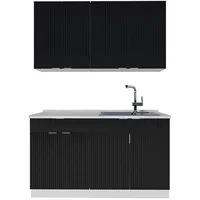 Vicco Küchenzeile Fame-Line 140 cm Schwarz/Weiß