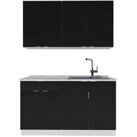 Vicco Küchenzeile Fame-Line 140 cm Schwarz/Weiß