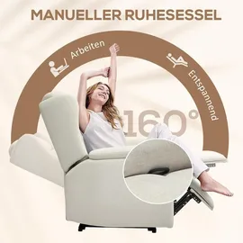 Homcom Relaxsessel Fernsehsessel mit Liegefunktion Polyester 80 x 101 x 94 cm Beige