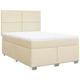vidaXL Boxspringbett mit Matratze Creme 140x200 cm Stoff2103961