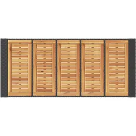 vidaXL Garten-Bartisch mit Holzplatte Schwarz 185x80x110 cm Polyrattan