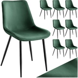 Tectake 8er Set Stuhl Monroe Samtoptik - dunkelgrün