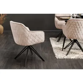 Riess-Ambiente Stuhl EUPHORIA - drehbar champagner greige Samt Armlehne Metallgestell schwarz Esszimmer