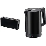 ritter Toaster volcano 5, schwarz, Langschlitztoaster mit eleganten Glasfronten, made in Germany & Wasserkocher fontana 5, schwarz, mit Temperatureinstellung, made in Germany