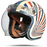 STTTBD Motorradhelm mit Visier ECE Zertifiziert Jethelm Jet-Helm Roller-Helm Scooter-Helm Moped Mofa-Helm Chopper Retro Vespa Vintage Jethelme Rollerhelm Sturzhelm Chopper Helm B,X-Large
