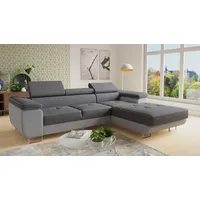 Ecksofa Divo mit einstellbare Kopfstützen und Schlaffunktion, Couchgarnitur, Sofagarnitur, Couch, Schlafsofa (Grau + Dunkelgrau (Sawana 21 + Sawan... - Grau/Dunkelgrau