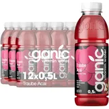 ganic Traube Acai - aromatisiertes Wasser, Vitaminwasser - Magnesium, Vitamin B6 und B12 - Kalorienarm, Vegan (12 x 500 ml)