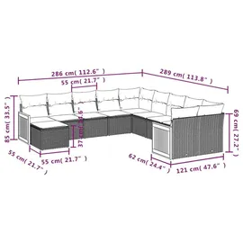 vidaXL Gartensofa-Set 11-tlg. schwarz