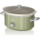 Swan SF17021GNEU Slow Cooker 3,5L, Antihaft-Keramisches PFOA- und PTFE-freies, Vintage, Grün, 200W