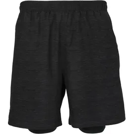 Endurance Herren Funktionsshorts VANCLAUSE 2 in 1 Shorts mit haltgebender Innenshorts 1001BM Black Melange, 3XL