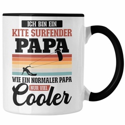 Trendation Tasse Trendation – Kitesurf Papa Kitesurfen Geschenk Tasse Vater Kite Surfender Papa Kitesurfing schwarz