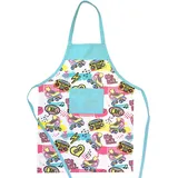 HOUSE ART LIFE Kinderschürze mit Tasche - Baumwoll Kochschürze für Jungen und Mädchen 5-10 Jahre, ideal zum Malen Kochen Backen Spielen, Geschenk für Kinder, Viele bunte Muster - Einheitsgröße