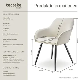 Tectake Esszimmerstuhl Marilyn Cordoptik schwarz 6er Set