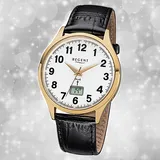 Regent Herrenuhr schwarz Elegant Funkuhr Analoguhr URFR229