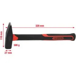 KS Tools Schlosserhammer mit Fiberglasstiel, 500g