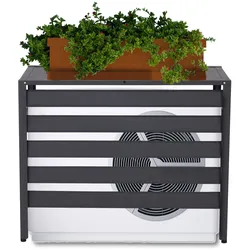 Alu Verkleidung für Klimaanlage/Wärmepumpe MCW-K59, Abdeckung Schutzgitter Pflanzenregal, Metall 73x90x38cm ~ grau