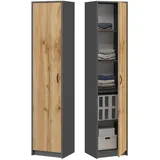 home collective Mehrzweckschrank, Anthrazit, Eiche, Holz 35x180x40 cm, Waschküche, Mehrzweckschränke