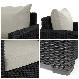 ALLIBERT California 3-Sitzer Anthrazit mit Kissen Sand-Rattanoptik