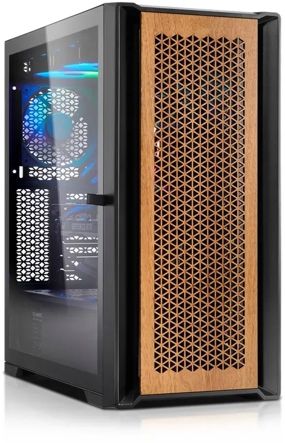 Memory PC Gaming-PC (AMD Ryzen 5 5600G, RX 6600, 16 GB RAM, 1000 GB SSD, Luftkühlung, RGB-Beleuchtung, Holz Optik) 16 GB | 1000 GB