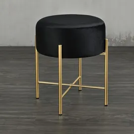 [en.casa] Sitzhocker Kungälv Baumwolle 35 x 44 x 35 cm Schwarz/Messingfarben