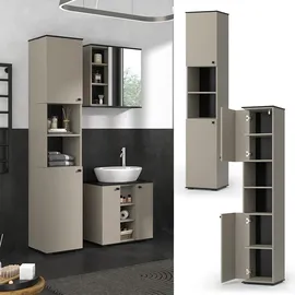 Vicco Badschrank Greige, 37 x 192 cm mit 2 Türen