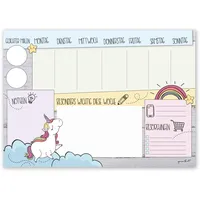 Einhorn Schreibtischunterlage für Mädchen aus Papier I 25 Blatt I DIN A3 I Kinder I Wochenplaner I dv219