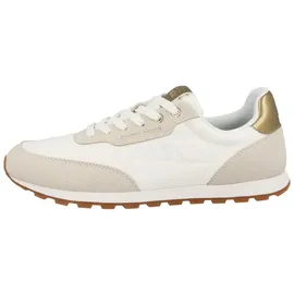 Candice Cooper Plume.-Sneakers aus Veloursleder und Stoff-Weiß, Weiß-Beige 38 - 38 EU