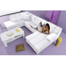 Home Affaire Wohnlandschaft HOME AFFAIRE "Anzio, modern und gemütlich, niedrige Armlehne, U-Form", weiß (altweiß), B:297cm H:75cm T:82cm, Primabelle-Microfaser aus 100% Polyester;SOFTLUX-Kunstleder;Struktur-Bezug aus 90% Polyester und 10% Polyacryl;NaturLEDER,