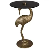Zuiver B.V. Dutchbone Beistelltisch Crane gold Couchtisch Glas rund Tischbein Vogelfigur