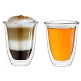 Creano doppelwandige Gläser 250ml „DG-V“, 2er Set, großes Thermoglas doppelwandig aus Borosilikatglas, Kaffeegläser, Teegläser, Latte Gläser, Doppelwandgläser