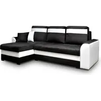 Ecksofa mit Schlaffunktion und Bettkasten, Couch für Wohnzimmer, Schlafsofa Sofagarnitur Sofa Eckcouch L-Form Wohnlandschaft mit Bettfunktion Tomm... - Schwarz/Weiß