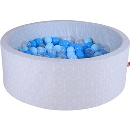 KNORRTOYS Bällebad soft geo cube grey inkl. 300 Bälle soft blue/blue/transparent