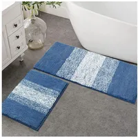 enyhom Mikrofaser Badteppich Set 2-teilig Blau rutschfeste Saugfähig