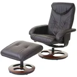 Mendler Relaxsessel HWC-C46, Fernsehsessel Sessel mit Hocker, Kunstleder ~ braun