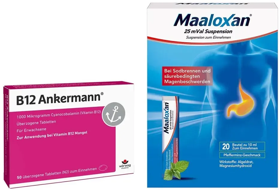 B12 Ankermann überzogene Tabletten + Maaloxan 25 Mval Suspension