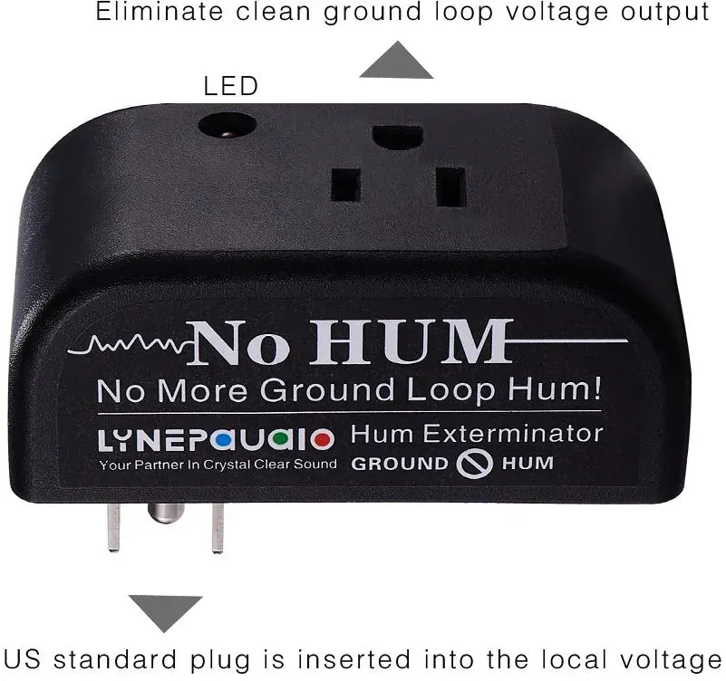 LINEPAUDIO Buzz Eliminator AC Ground Loop Noise Eliminator Plug-In AC Buzz Killer Brummeliminator