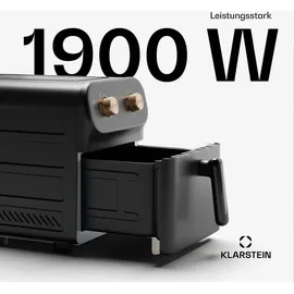 Klarstein AeroCrisp 9 Heißluftfritteuse, 1900 W, 9 Liter, Drehknöpfe Schwarz