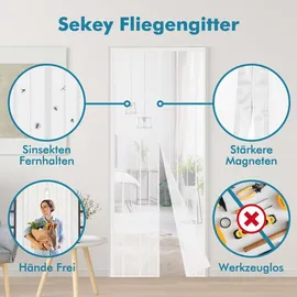 Sekey Fliegengitter Türvorhang 80 x 220 cm Weiß