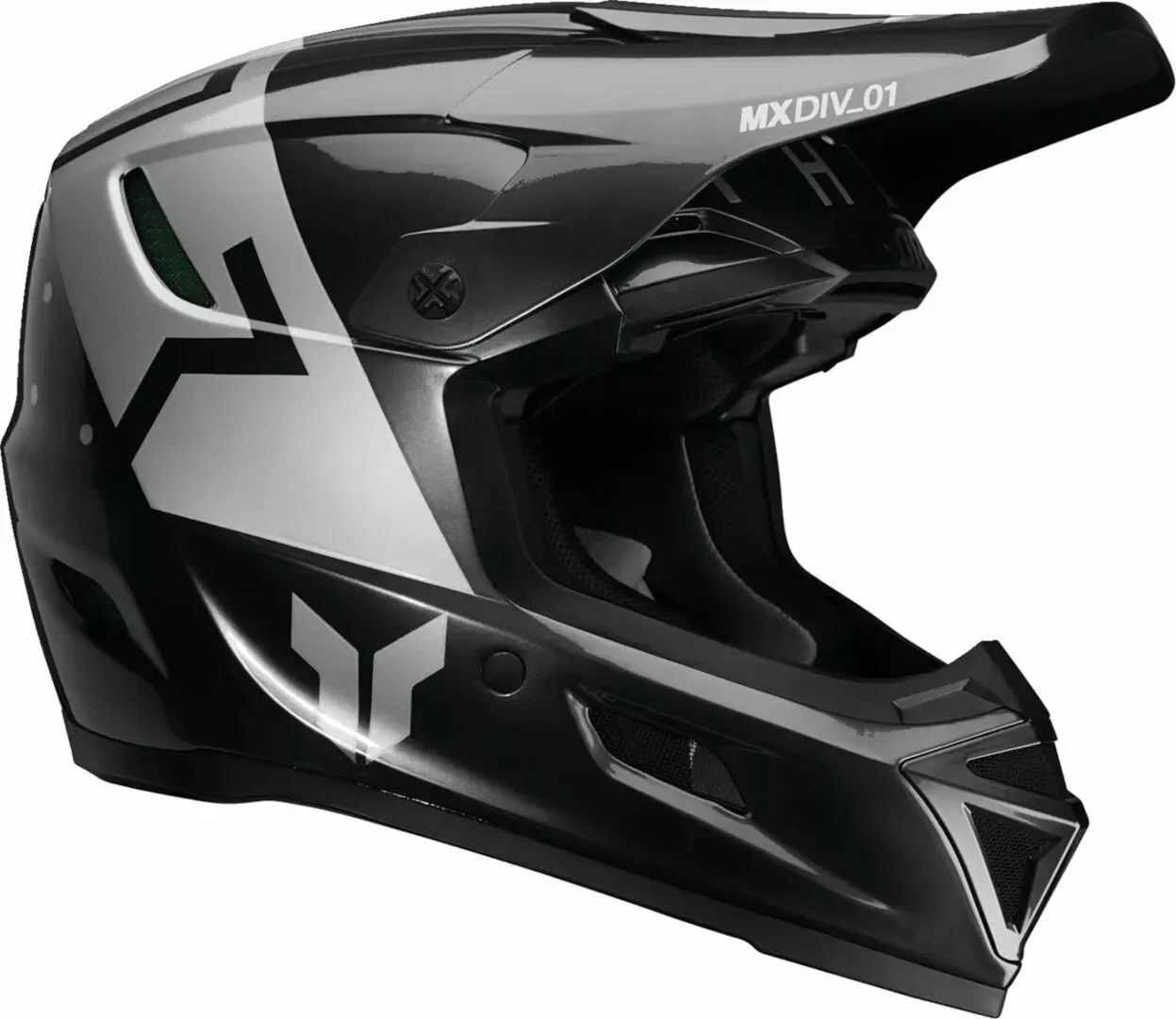 Thor Reflex Rogue Motocross Helm, schwarz-silber, Größe M für Männer