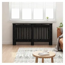 vidaXL Heizkörperabdeckung Schwarz Eichen-Optik 152 x 19 x 81,5 cm