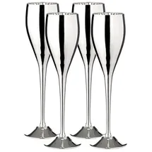 Edzard 4er Set Sektflöte Dodo, edel versilbert, Höhe 23 cm, Füllmenge 200 ml)
