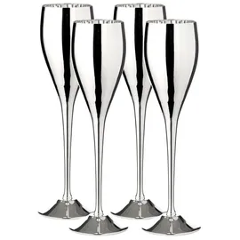 Edzard 4er Set Sektflöte Dodo, edel versilbert, Höhe 23 cm, Füllmenge 200 ml)