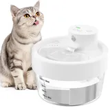 Jewyow 1L Katzenbrunnen Kabellos, Leiser Trinkbrunnen für Katze, 120° Bewegungsmelder Katzentrinkbrunnen mit Batterie Anzeige, 3 Modus, 2200mAh für Katzen, Hunde