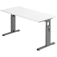 Bümö Schreibtisch Weiß, Graphit, Nachbildung, 140x74x67.2 cm, FSC Mix,