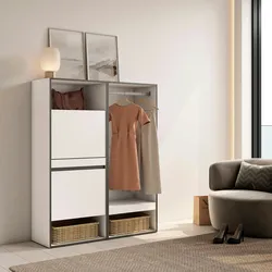 SKRAUT HOME Schuhschrank, Space-Saving Cabinet, 120x35x145 cm, Schlafzimmer, Offener Schrank, Modern Style, Weiß - 459_17