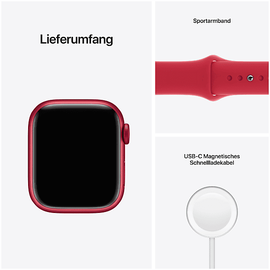 Apple Watch Series 7 GPS + Cellular 41 mm Aluminiumgehäuse (product)red, Sportarmband (product)red