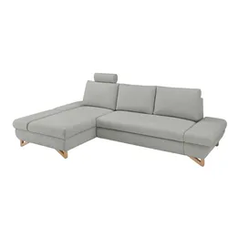 Furn.Design Ecksofa in hellgrau Velours Wohnzimmer Sofa Skalm