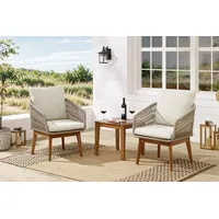 Riess-Ambiente Outdoor Gartenlounge ROPE natur taupe Akazie 2er-Sitzgruppe inkl. Tisch und Kissen