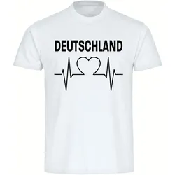 multifanshop Herren T-Shirt - Deutschland - Herzschlag - Druck schwarz - Männer